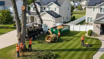 Professional lawn and tree service team in Cape Coral, FL maintaining healthy tropical landscapes