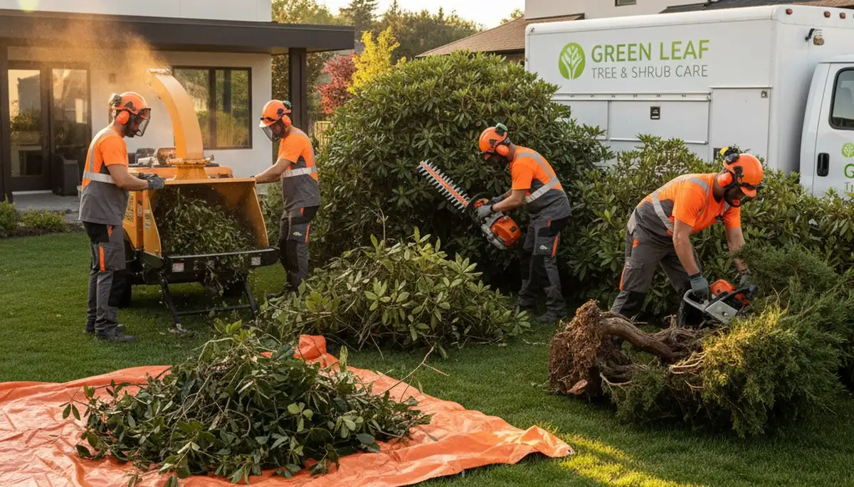 Professional shrub removal service in Cape Coral, FL by licensed tree experts clearing overgrown plants