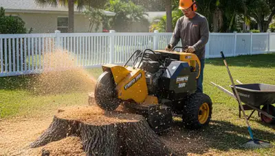 Professional stump grinding removing tree stumps in Bokeelia, FL by Cape Coral tree removal experts