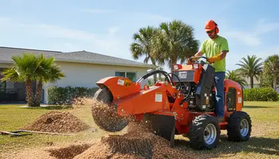 Stump grinding service removing tree stumps in Fort Myers Beach, FL by Cape Coral tree removal experts
