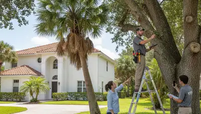 Certified arborist performing tree health assessment in North Fort Myers, FL for Cape Coral tree service