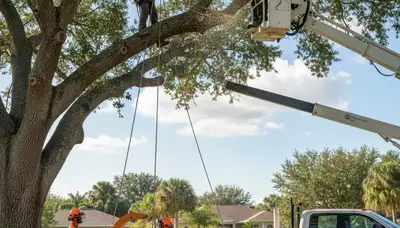 Professional tree removal service in Cape Coral FL safely cutting and clearing large trees