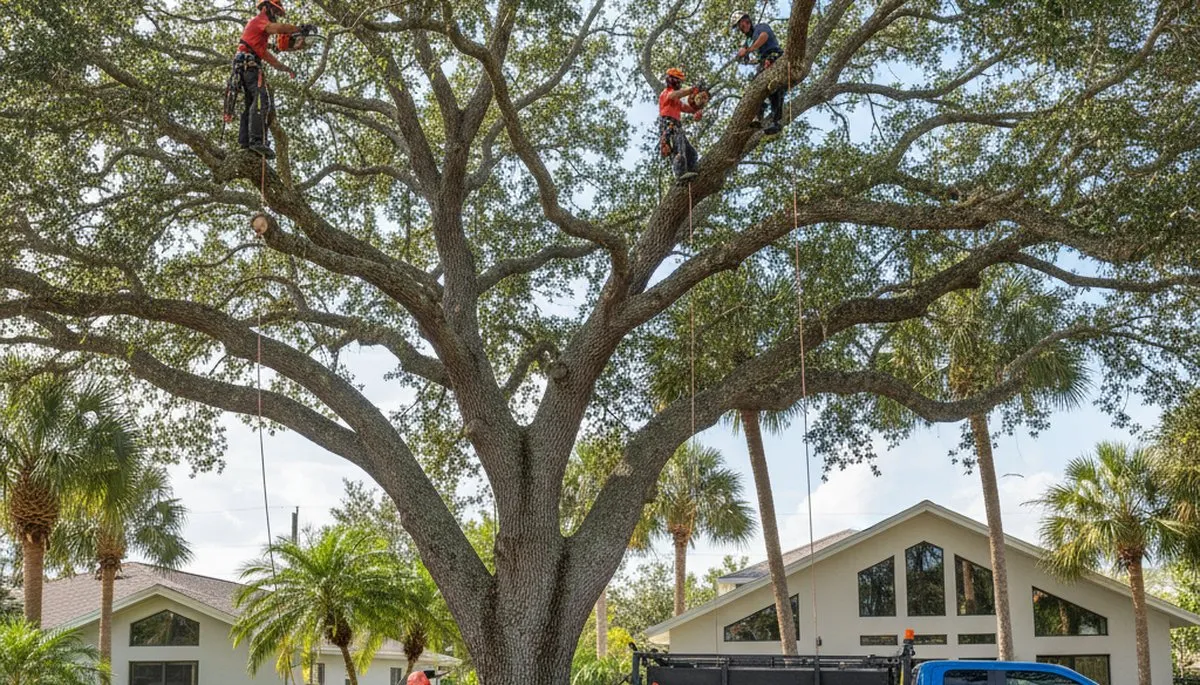 Professional tree removal service in Cape Coral FL safely cutting and clearing residential trees