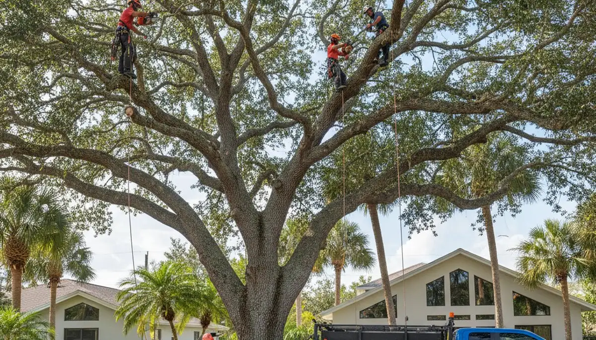 Professional tree removal service in Cape Coral FL safely cutting and clearing residential trees