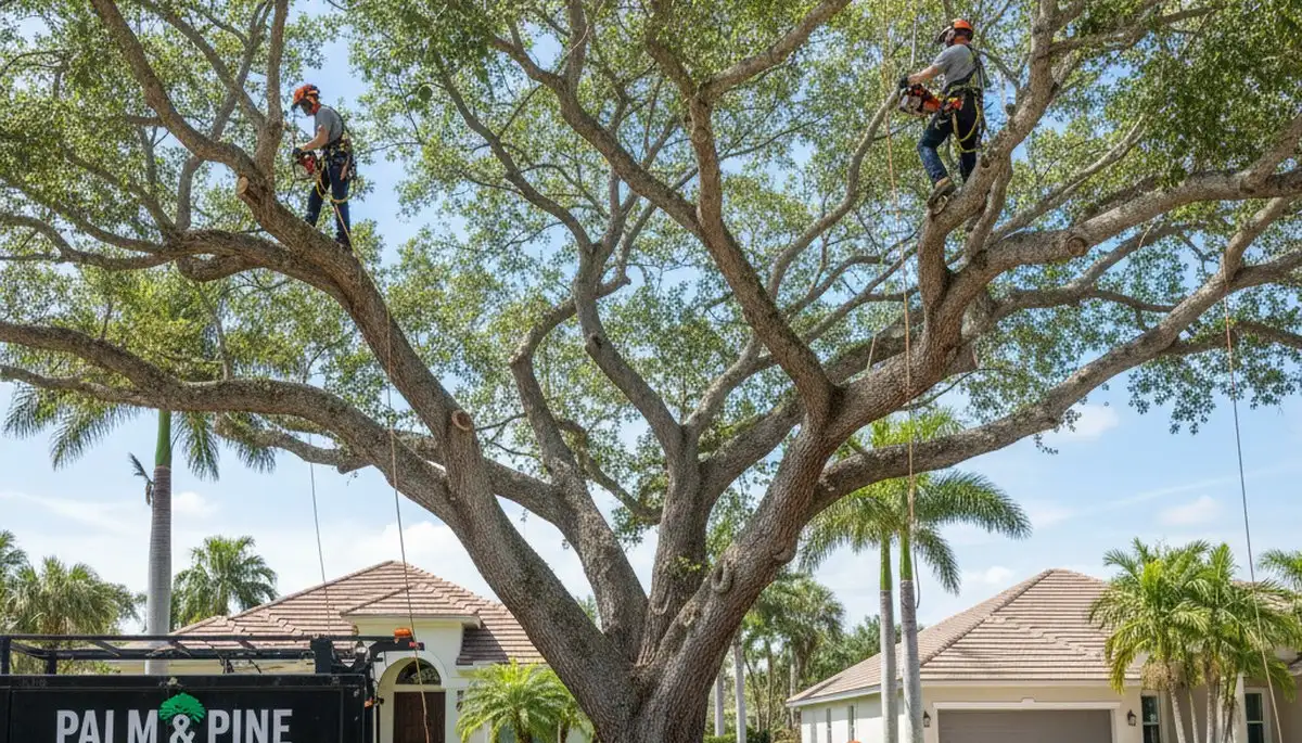 Professional tree removal service in Cape Coral FL clearing large oak safely