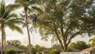 Professional tree removal service in Cape Coral FL safely cutting and clearing large trees